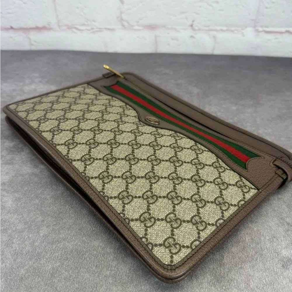 Rare Gucci Ophidia Web Khaki Clutch Bag